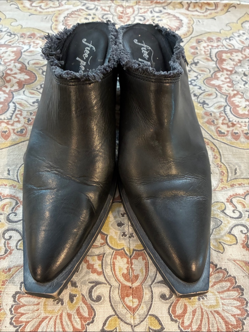 Free People Black Pointed Mule Boots
